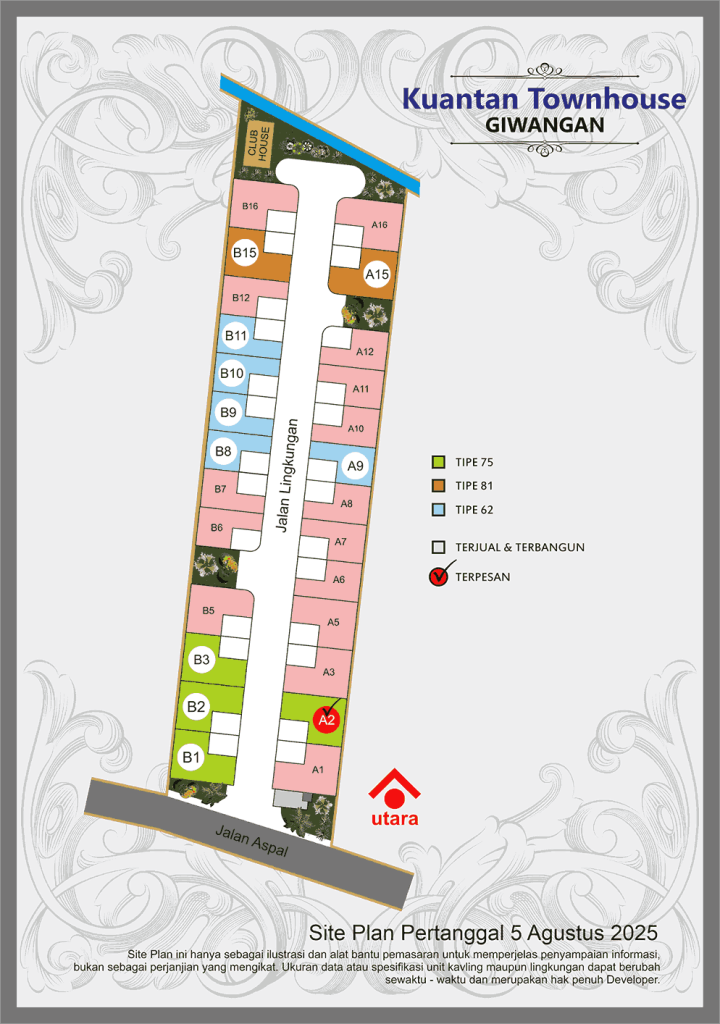 Site Plan Perumahan Jogja 2025, Kuantan Townhouse Giwangan