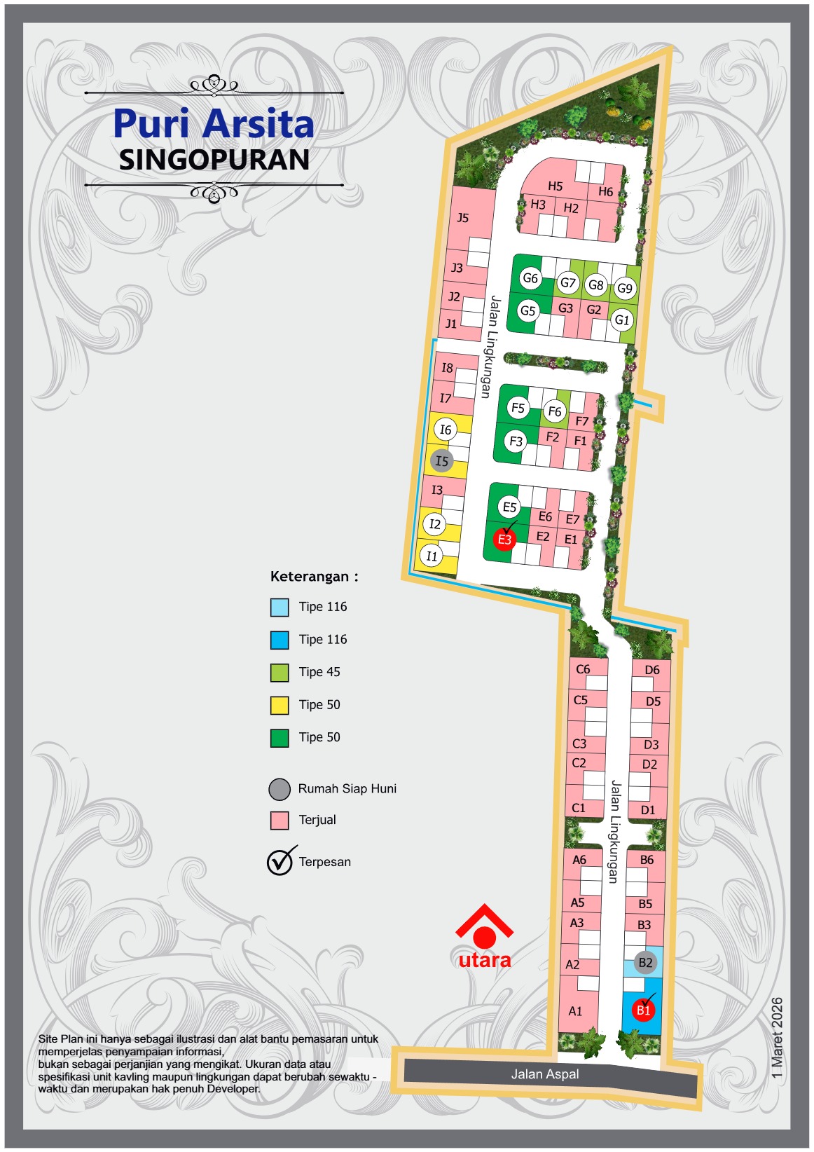 Site Plan Perumahan Puri Arsita SIngopuran