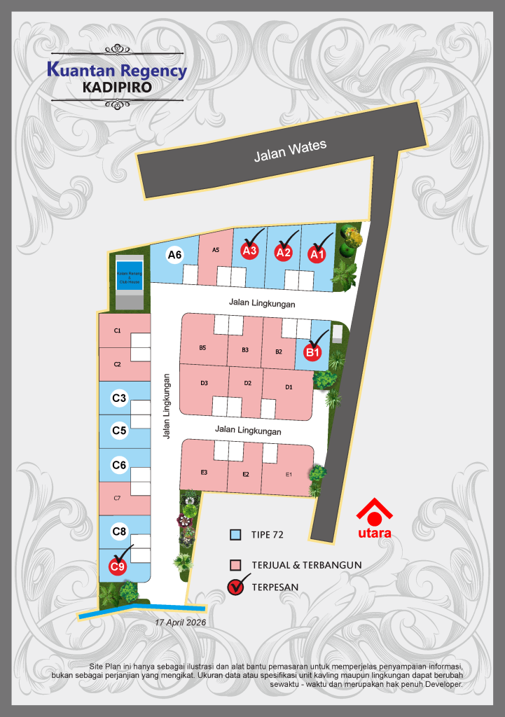 Site Plan Perumahan Kuantan Regency Kadipiro, Perumahan Mewah di Jogja 2026
