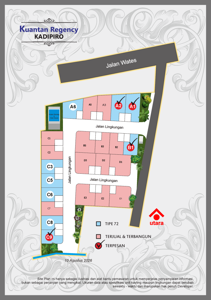 Site Plan Perumahan Kuantan Regency Kadipiro, Perumahan Mewah di Jogja 2026