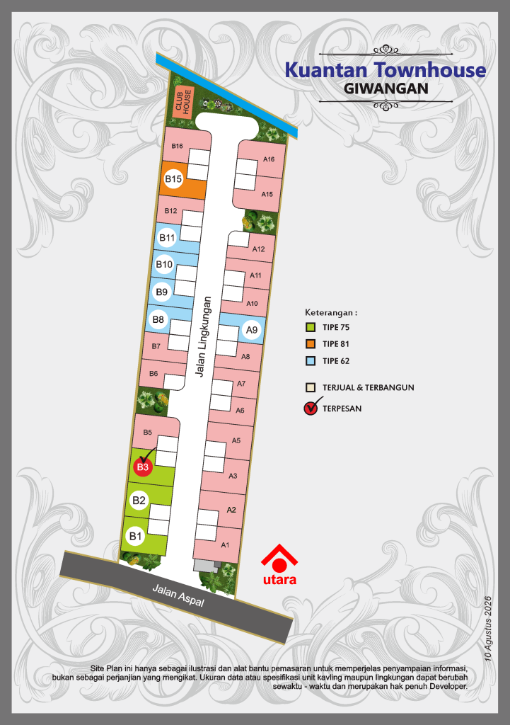 Site Plan Perumahan Jogja 2026, Kuantan Townhouse Giwangan